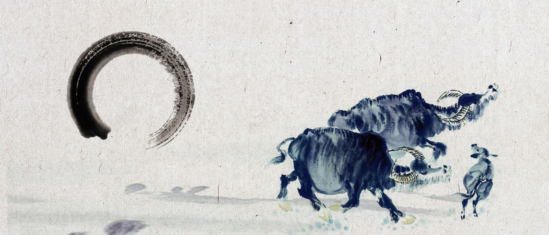 水墨画牛背景图psd设计背景_新图网 https://ixintu.com 中国风 国画牛 水墨画 海报banner 牛 笔刷