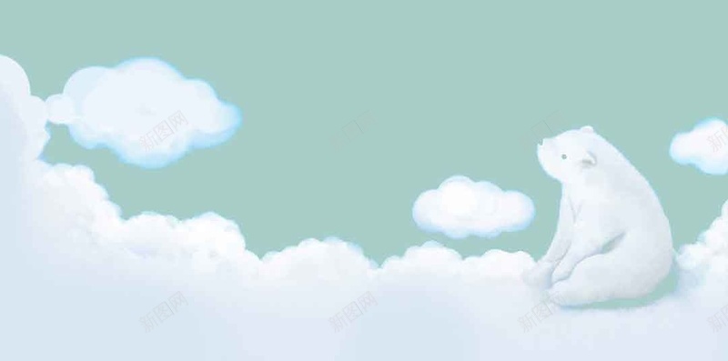 夏季新品服装促销H5背景psd设计背景_新图网 https://ixintu.com 买一送一 云朵 会员 促销 创意 夏季 夏季上新 夏季新品 服装 清新 白云 白熊 蓝色背景