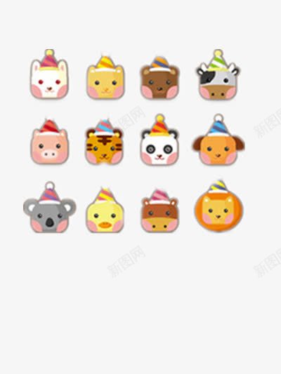 动物头png免抠素材_新图网 https://ixintu.com 动物 可爱 简约