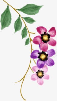 手绘彩色花朵树叶水彩png免抠素材_新图网 https://ixintu.com 彩色 树叶 水彩 花朵