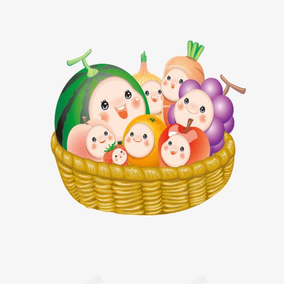 可爱水果篮png免抠素材_新图网 https://ixintu.com 可爱 果篮 水果 装饰