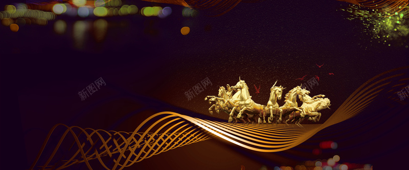 商务黑色科技高端banner图psd设计背景_新图网 https://ixintu.com 会议 光束 大气 时尚商务 海报banner 理财 科技背景 科技金融 背景 色 金粉 金融 黑金