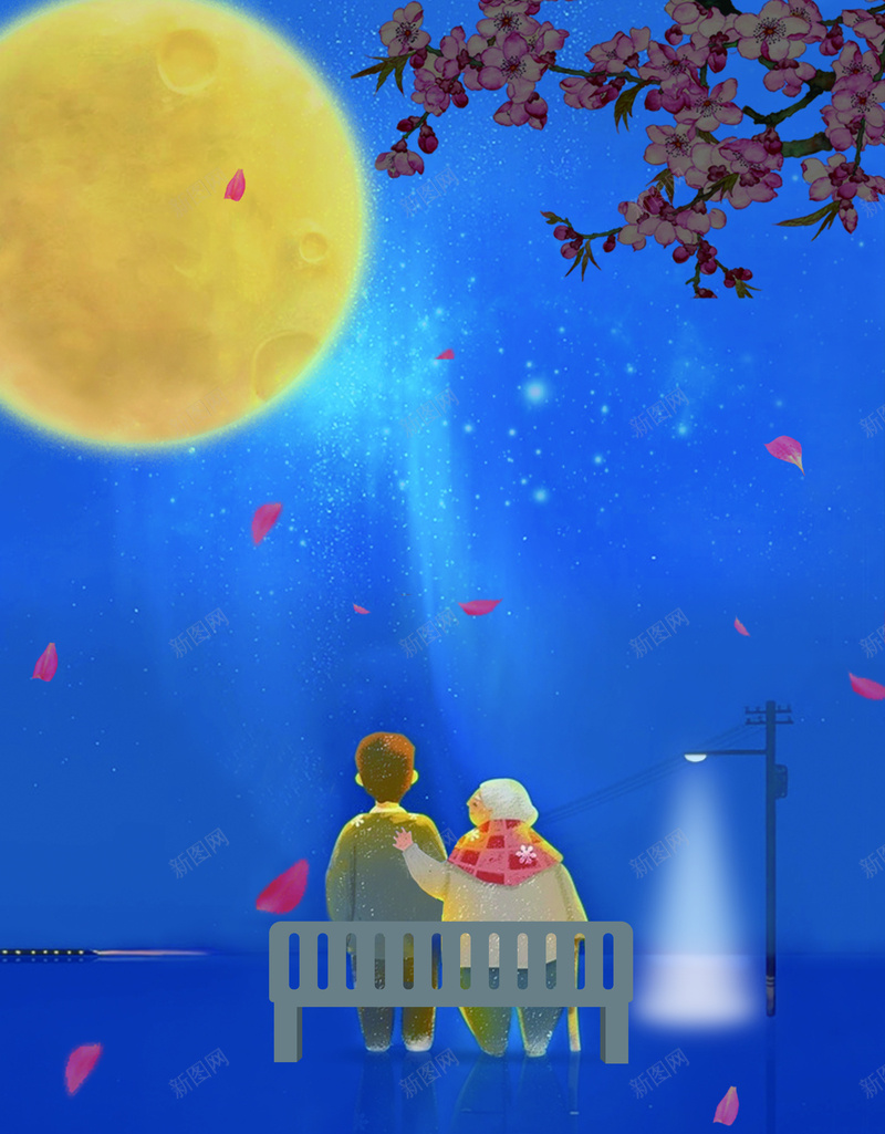 母亲节背景月亮花瓣jpg设计背景_新图网 https://ixintu.com 月亮 母亲节背景 花瓣 落叶