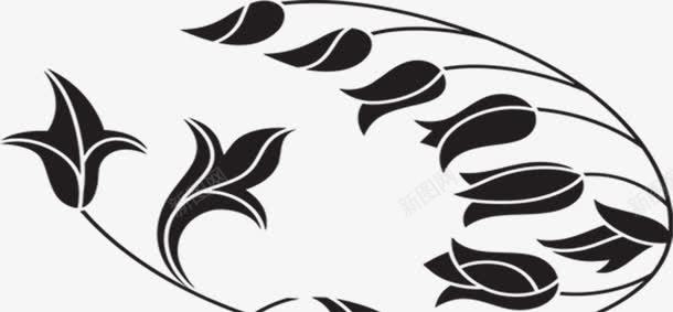 黑色手绘花朵花纹png免抠素材_新图网 https://ixintu.com 花朵 花纹 黑色