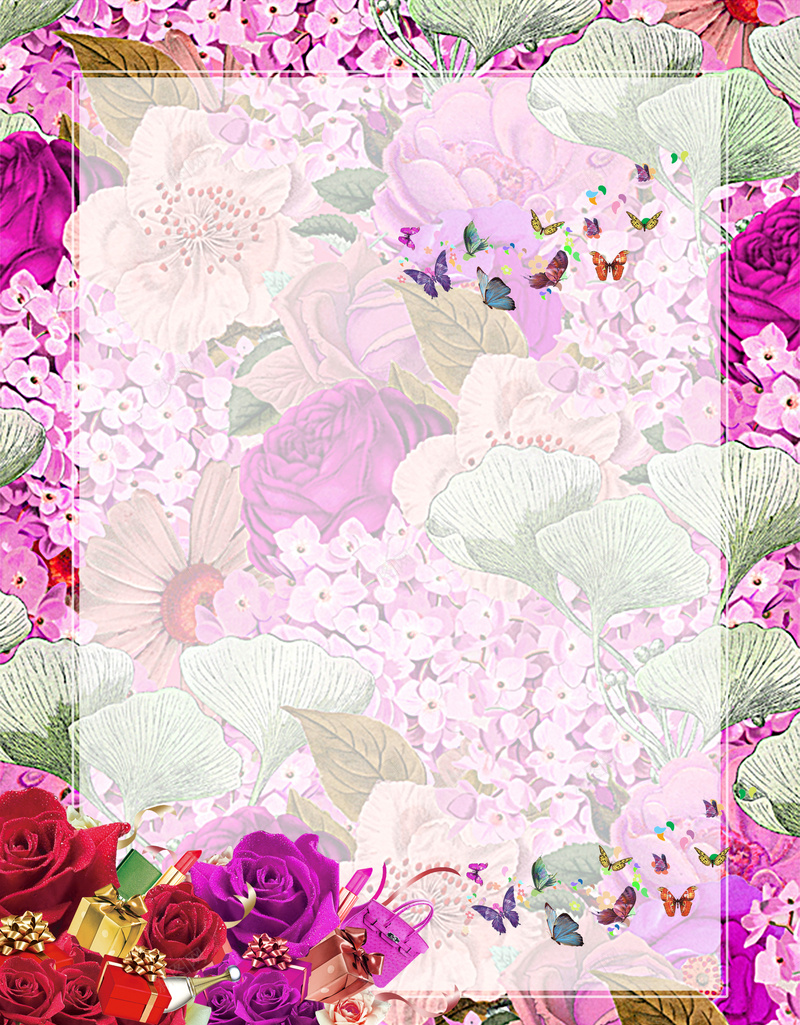 唯美紫色花朵背景psd设计背景_新图网 https://ixintu.com 唯美 女装 店铺 新品 春季 服装 海报 玫瑰花 紫色 背景素材 花朵 购物