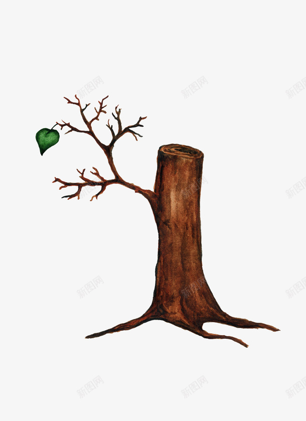 手绘褐色单叶树树桩png免抠素材_新图网 https://ixintu.com 叶子 干枯 手绘 枯枝 枯树 枯树根 树木 树根 树桩 植物 褐色