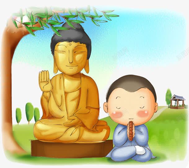 插图卡通小僧侣念经png免抠素材_新图网 https://ixintu.com 佛教 信仰 僧人 僧侣 卡通 卡通小和尚 可爱 念经