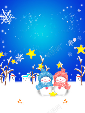 圣诞节冬日雪人插图背景背景