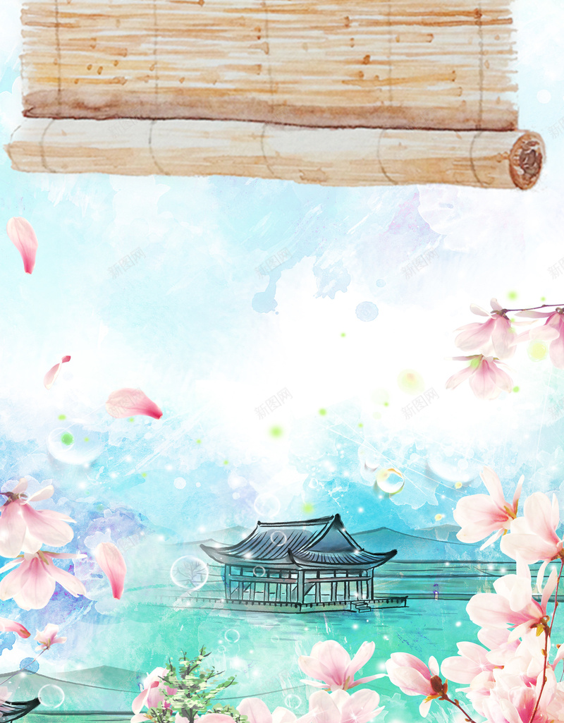山间桃林桃花背景psd设计背景_新图网 https://ixintu.com 世外桃源 小亭子 山间 山间背景 桃林 桃花 桃花源记 桃花背景 背景