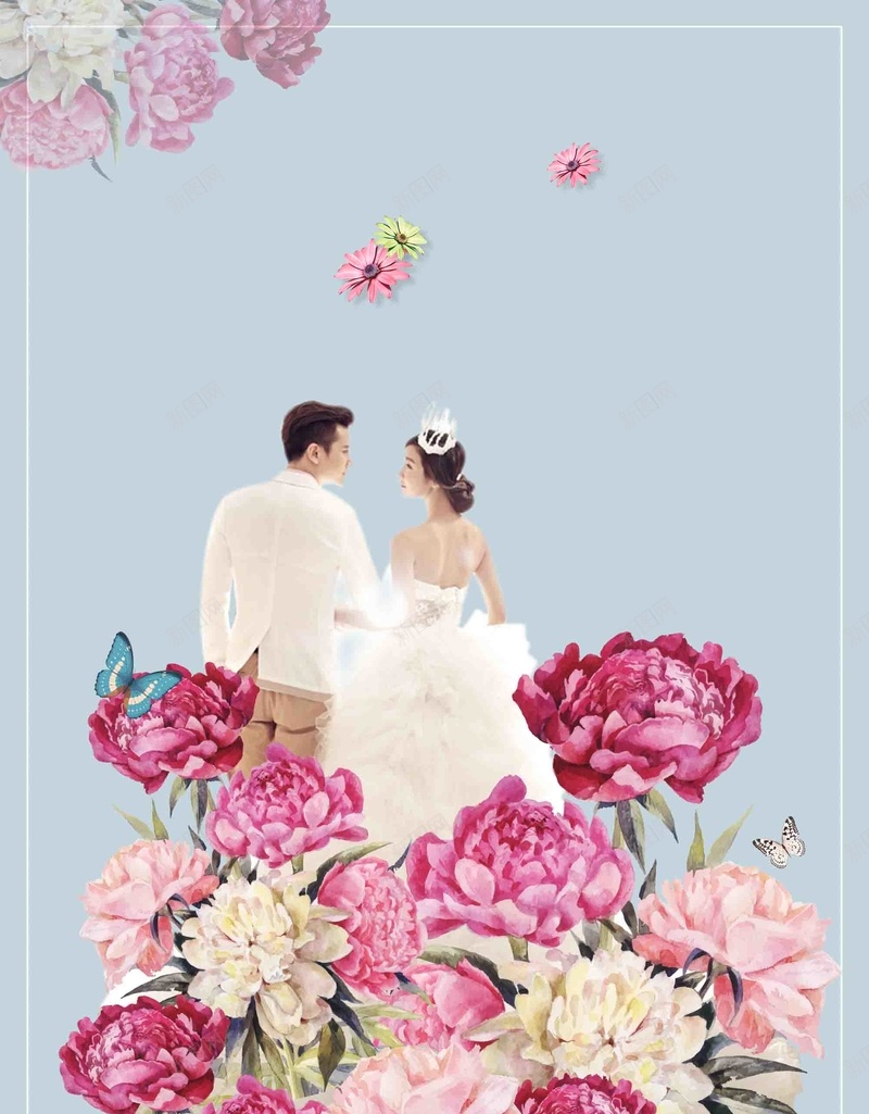浪漫唯美风格婚纱摄影写真海报背景模板psd设计背景_新图网 https://ixintu.com 写真 唯美 婚纱摄影 宣传 手绘 浪漫 海报 背景模板