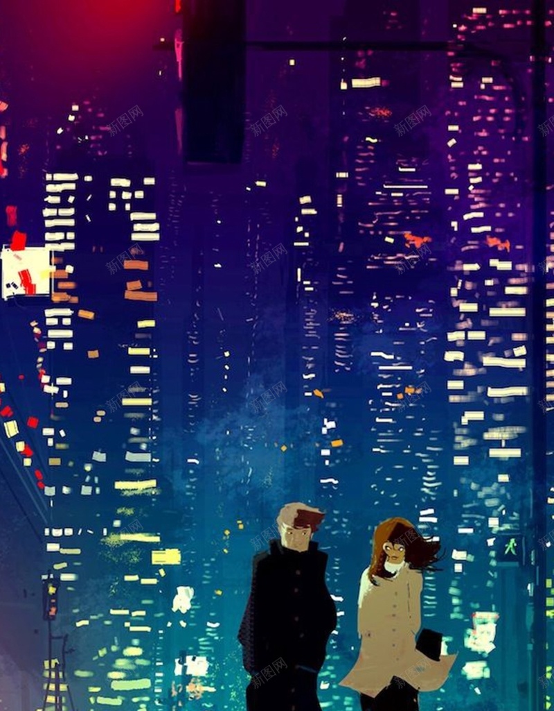 手绘情侣情人节主题H5背景jpg高清背景_新图网 https://ixintu.com H5背景 主题背景 夜景 情人节 情侣 手绘 梦幻 浪漫