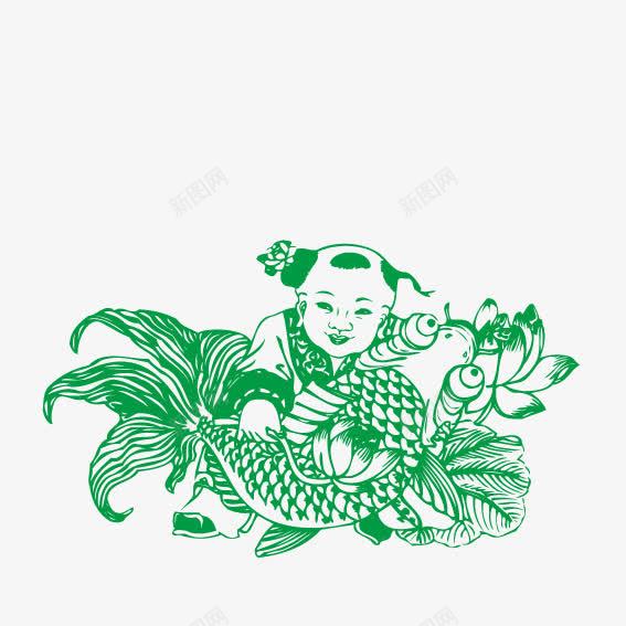 年年有鱼年画png免抠素材_新图网 https://ixintu.com 中国娃 年年有鱼 年画