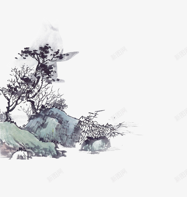 古风山树石块png免抠素材_新图网 https://ixintu.com 古风 山 树 石块