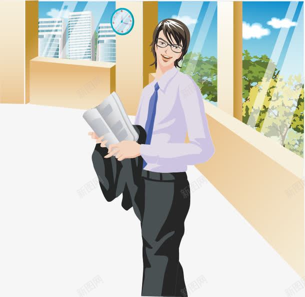手绘商务男png免抠素材_新图网 https://ixintu.com 商务男 手绘 自信