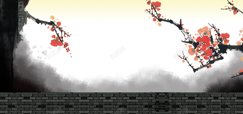 寒梅傲立中国风背景jpg设计背景_新图网 https://ixintu.com 梅花 中国风 国画 详情页海报
