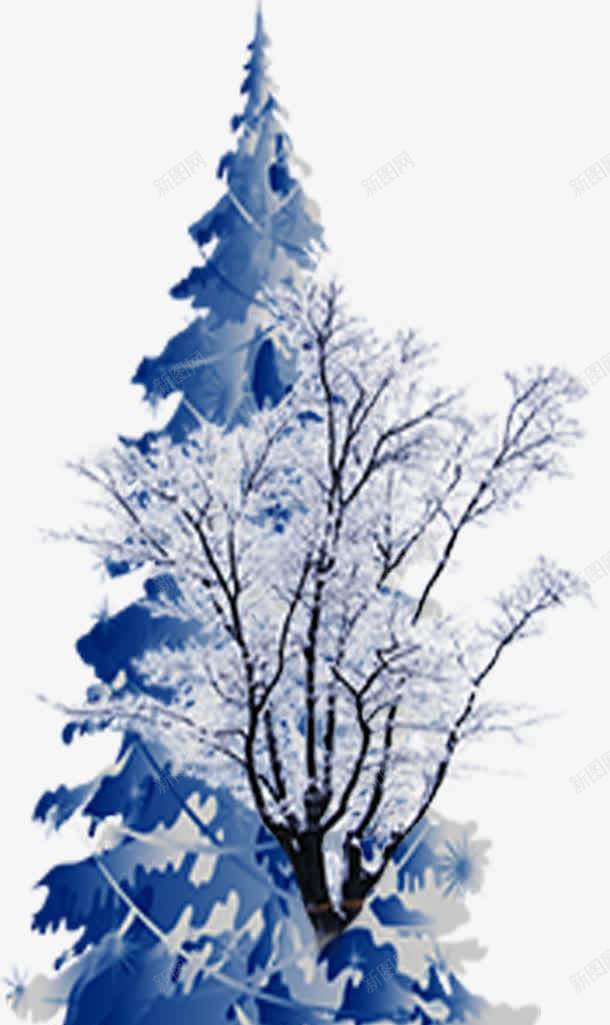 蓝色积雪树png免抠素材_新图网 https://ixintu.com 树 积雪 蓝色