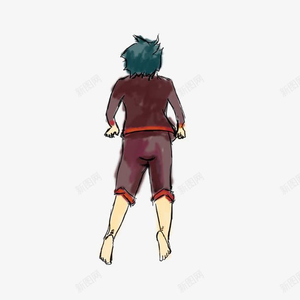 手绘男生背面png免抠素材_新图网 https://ixintu.com 卡通 手绘男生背面 跳跃的男生