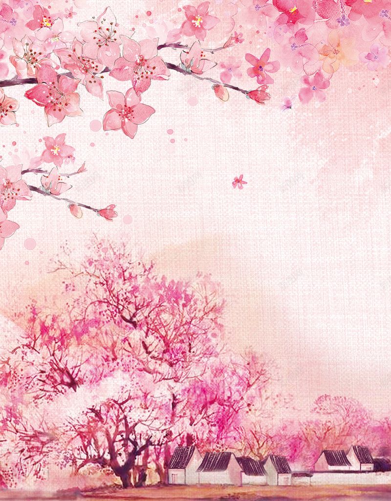 手绘风景桃花花朵漂浮花瓣背景素材psd设计背景_新图网 https://ixintu.com 手绘 桃花 漂浮 花朵 风景 花瓣 背景 素材 背景素材