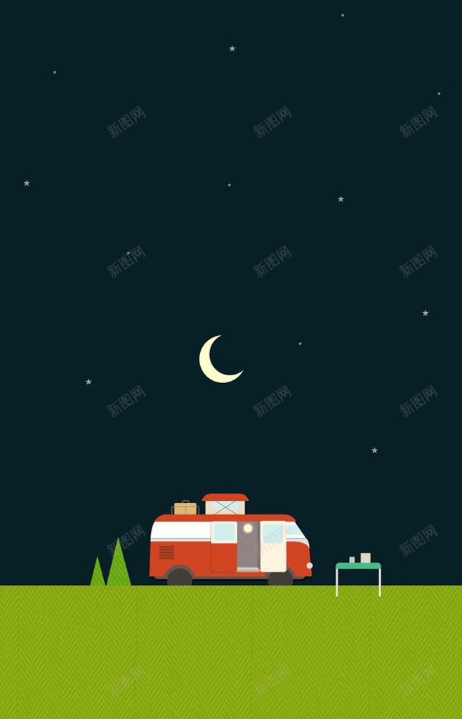 夜色月亮公交大巴手绘H5背景jpg设计背景_新图网 https://ixintu.com 公交 夜色 大巴 手绘 月亮 H5 h5