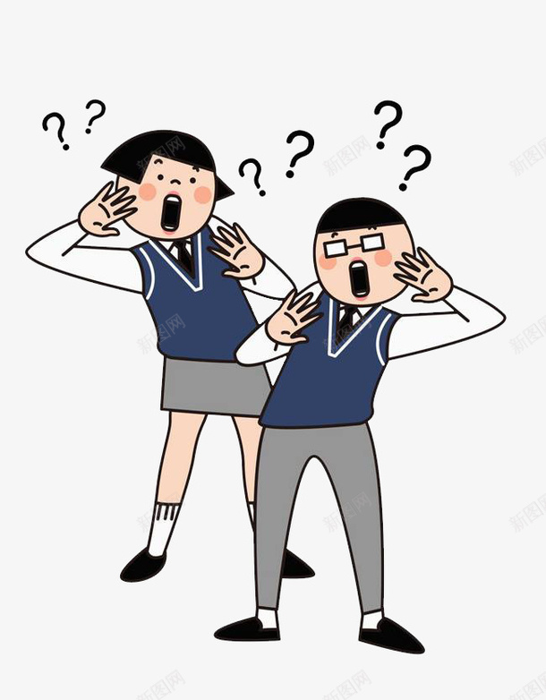男孩女孩疑问png免抠素材_新图网 https://ixintu.com 女孩 学生 男孩 疑问