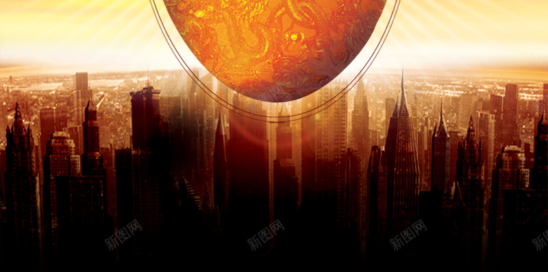 大气金融理财PSD分层H5背景psd设计背景_新图网 https://ixintu.com H5背景素材 城市剪影 大气 理财 红色 金色 金蛋 金融 黄色