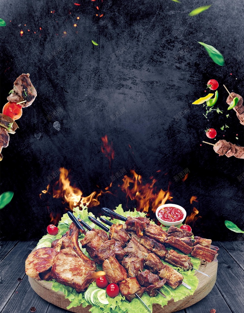中华美食特色烤肉海报psd设计背景_新图网 https://ixintu.com 自助烤肉 舌尖中国 舌尖美味 韩式烤肉 烤肉 肥牛 特色烤肉 分层文件 PSD源文件 高清背景 PSD素材 背景海报 背景素材 背景模板