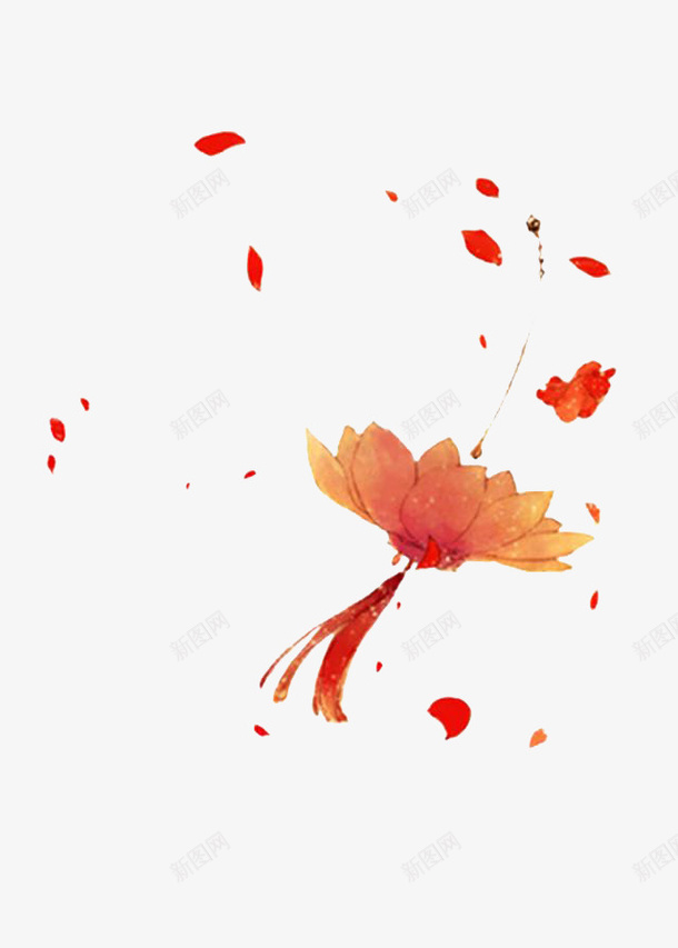 古风莲花红色红莲花瓣png免抠素材_新图网 https://ixintu.com 古风 灯 红色 莲花