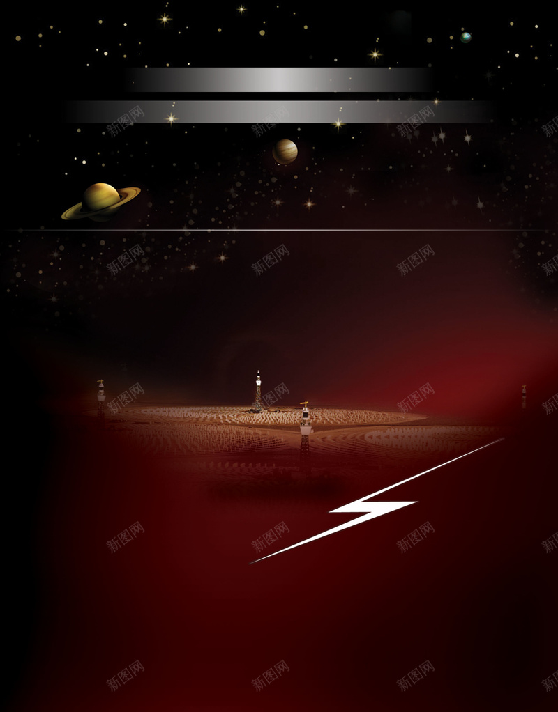 褐色星球闪电高端商务psd设计背景_新图网 https://ixintu.com 商务 太空 星星 星球 科幻 科技 褐色 闪电 高端商务