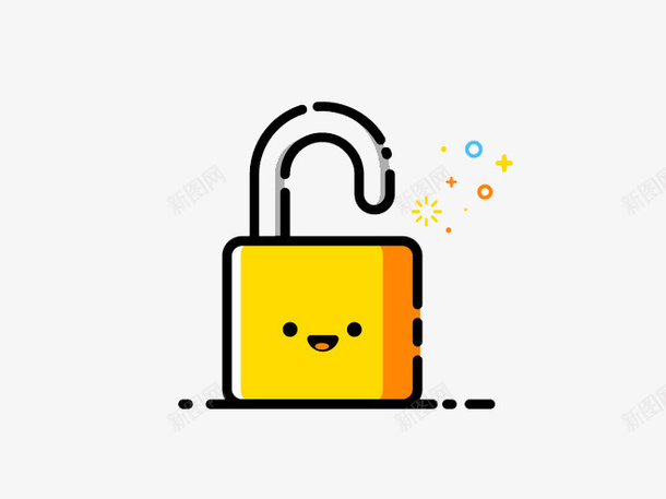 黄色卡通锁png免抠素材_新图网 https://ixintu.com 卡通素材 装饰素材 锁 黄色