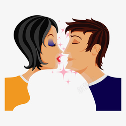 情侣元素kiss七夕情侣接吻男女矢量图高清图片