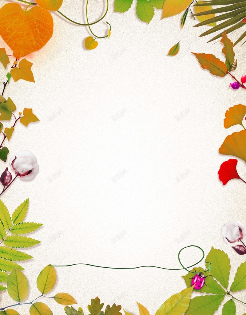 落叶边框背景psd设计背景_新图网 https://ixintu.com 叶子 小清新 文艺 树叶 秋天 秋季 简约 落叶