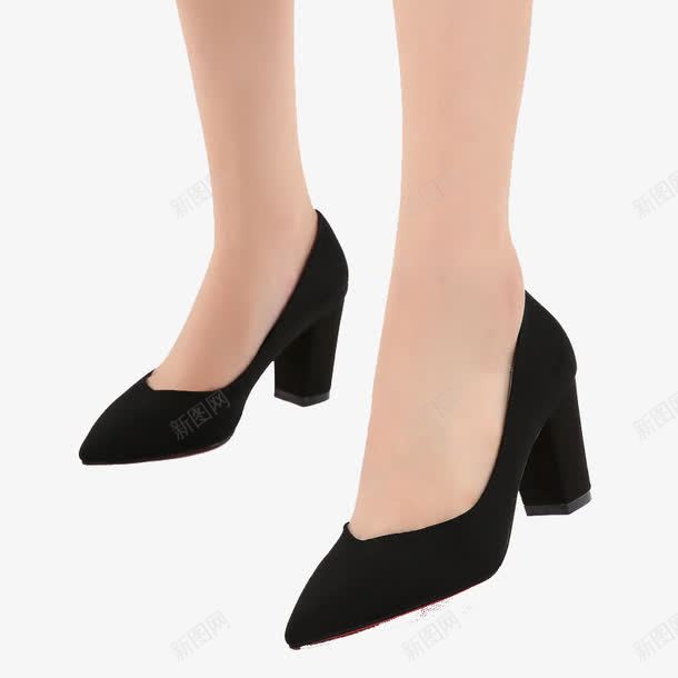 一双女鞋png免抠素材_新图网 https://ixintu.com 产品实物 绒面 高跟鞋 黑色