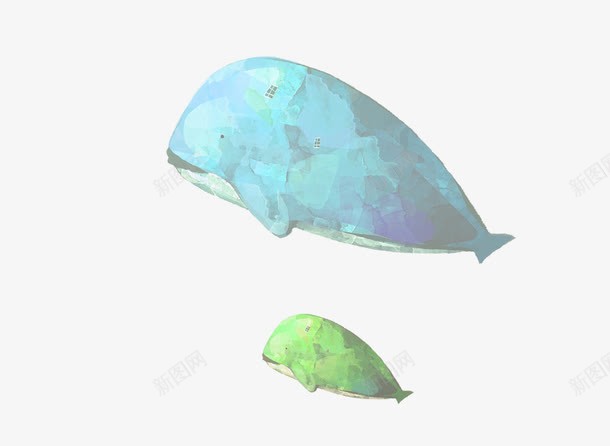 水彩卡通鲸鱼png免抠素材_新图网 https://ixintu.com 卡通 水彩 鲸鱼