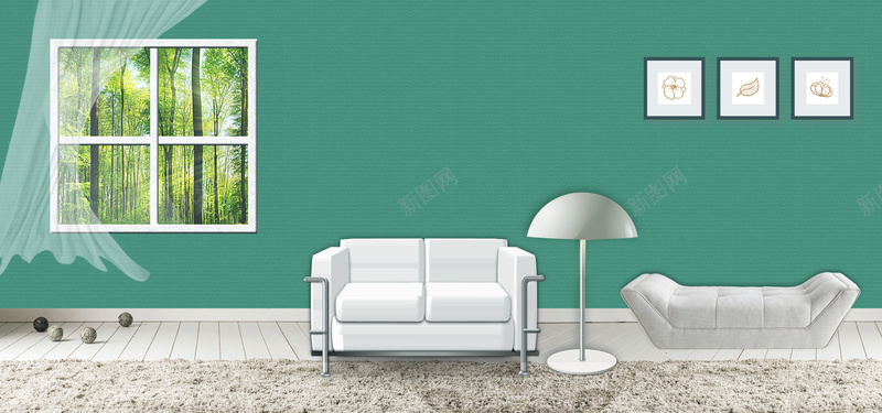 家装家纺绿色简约家具电商促销bannerjpg设计背景_新图网 https://ixintu.com banner 促销 家具 家纺 家装 沙发 电商 简洁物品 简约 绿色
