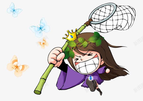 捉蝴蝶的女孩png免抠素材_新图网 https://ixintu.com 卡通人物女 卡通女孩 女孩 捉蝴蝶 捕捉