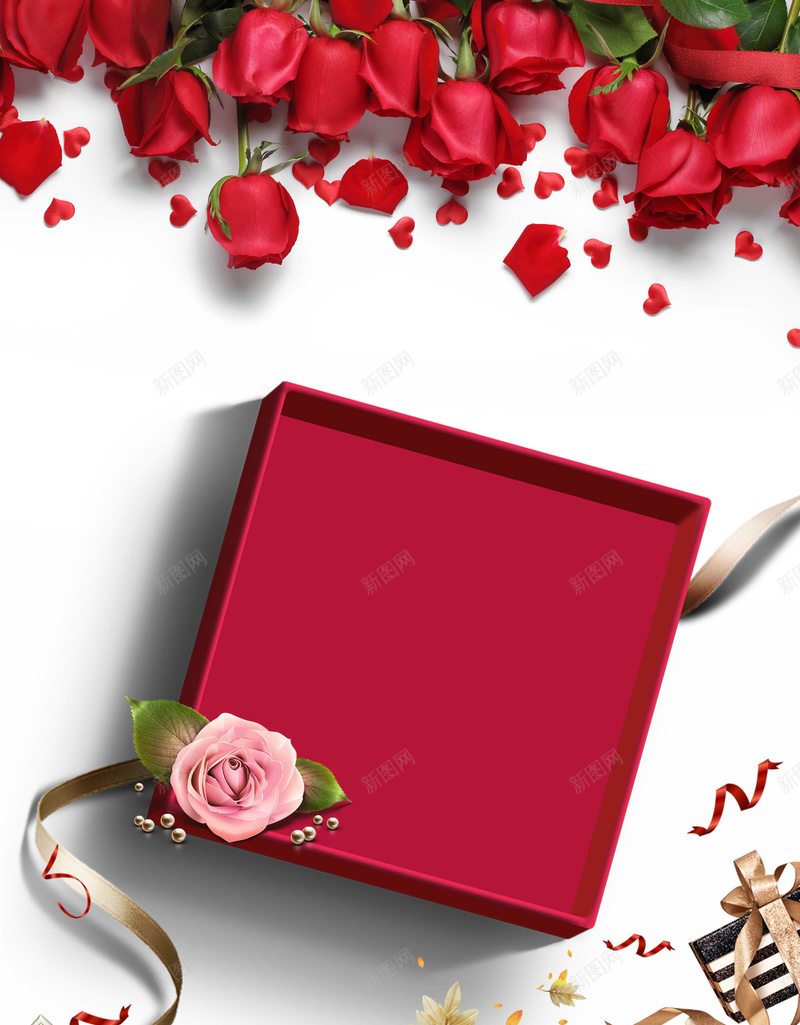 情人节化妆品促销海报psd设计背景_新图网 https://ixintu.com 化妆品 化妆品促销 化妆品促销海报 情人节 情人节促销海报 情人节海报 海报设计 玫瑰 礼盒 花卉