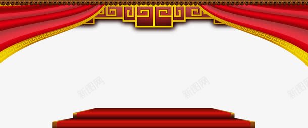 红色帷幕海报背景psd免抠素材_新图网 https://ixintu.com 大红色 展台 帷幕 红色台阶 红色背景