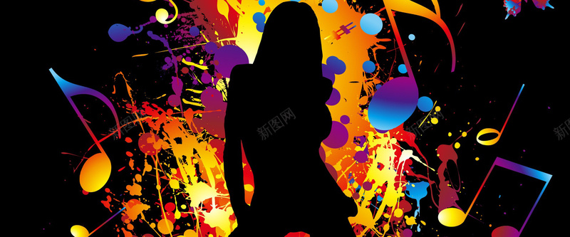 多彩缤纷黑色女剪影jpg设计背景_新图网 https://ixintu.com 多彩 缤纷 黑色 女 剪影 海报banner 激情 狂欢