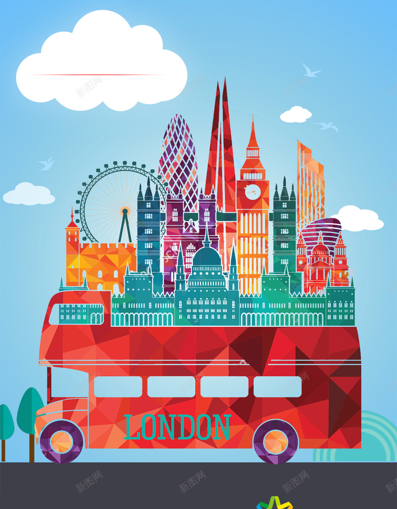卡通欧洲游背景素材psd设计背景_新图网 https://ixintu.com 卡通 旅行 欧洲 海报 背景 矢量 蓝天 大巴