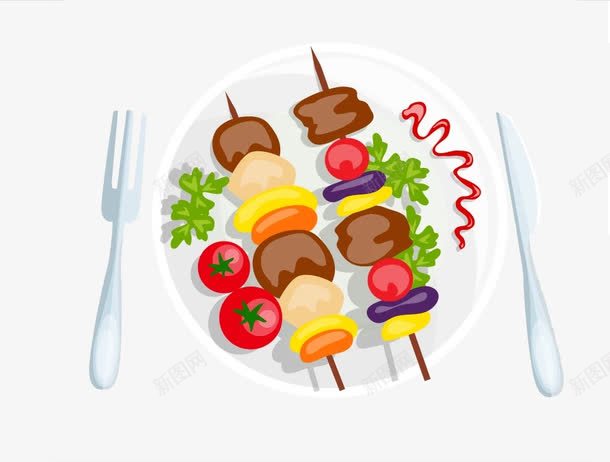 手绘的肉串png免抠素材_新图网 https://ixintu.com 手绘 肉串 食物