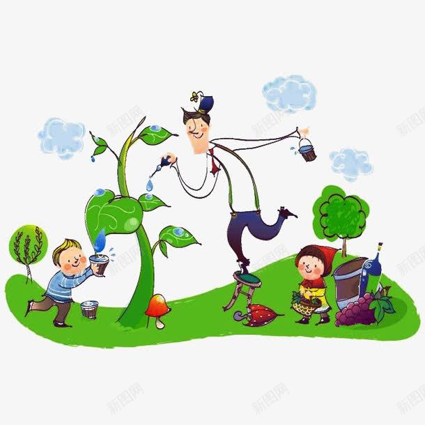 亲子运动植树png免抠素材_新图网 https://ixintu.com 亲子运动 植树 植物 种树 运动