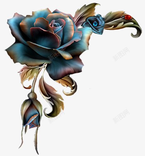 花朵png免抠素材_新图网 https://ixintu.com 凋零 手绘 枯萎 花
