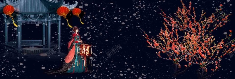 深蓝色亭子雪景下雪腊梅古代美女背景jpg设计背景_新图网 https://ixintu.com 海报 团圆 温暖 温馨 冬天 鸡年 年货 节日 气氛 传统 佳节 新年 喜庆 腊月 新年海报
