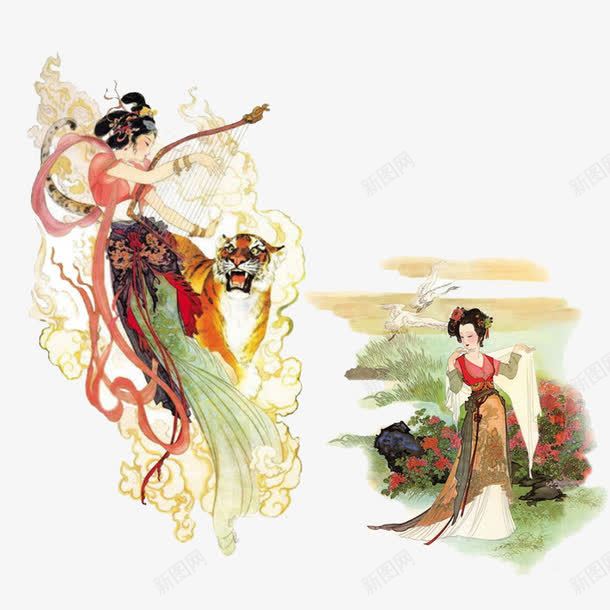 工笔美女png免抠素材_新图网 https://ixintu.com 古典美女 工笔画 美人 美女
