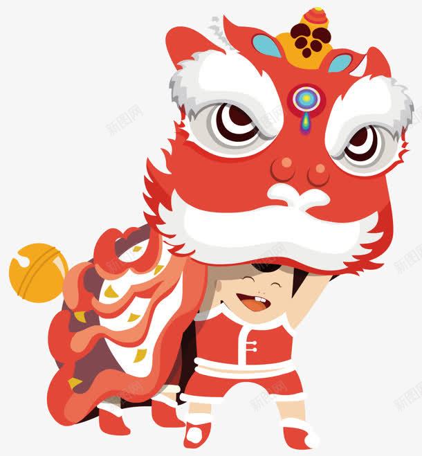 可爱手绘欢乐舞狮儿童png免抠素材_新图网 https://ixintu.com 儿童 可爱 欢乐 舞狮