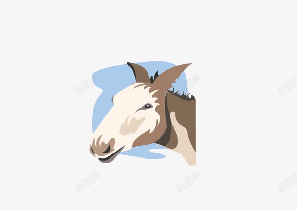 卡通马脸png免抠素材_新图网 https://ixintu.com 微笑 肉色 蓝色 马脸