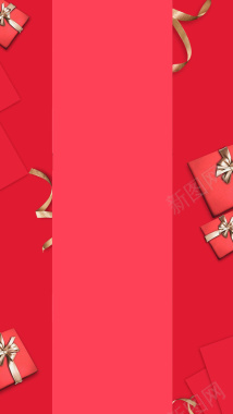 红色礼物盒彩带背景
