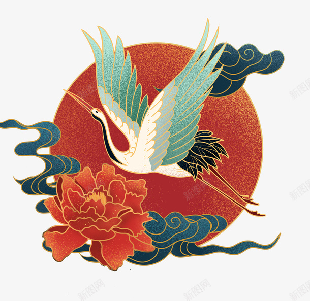 中国风仙鹤中秋插画png免抠素材_新图网 https://ixintu.com 中国风 仙鹤 中秋 国潮
