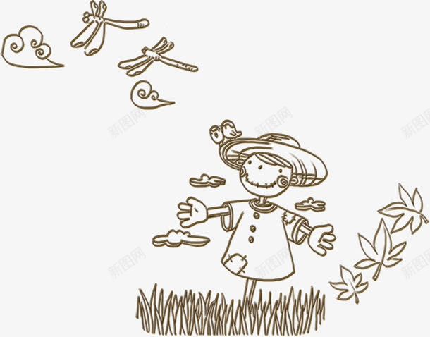 手绘素描可爱稻草人png免抠素材_新图网 https://ixintu.com 可爱 手绘 稻草人 素描