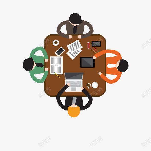 方桌会议矢量图eps免抠素材_新图网 https://ixintu.com 办公 开会 电脑 领导 矢量图